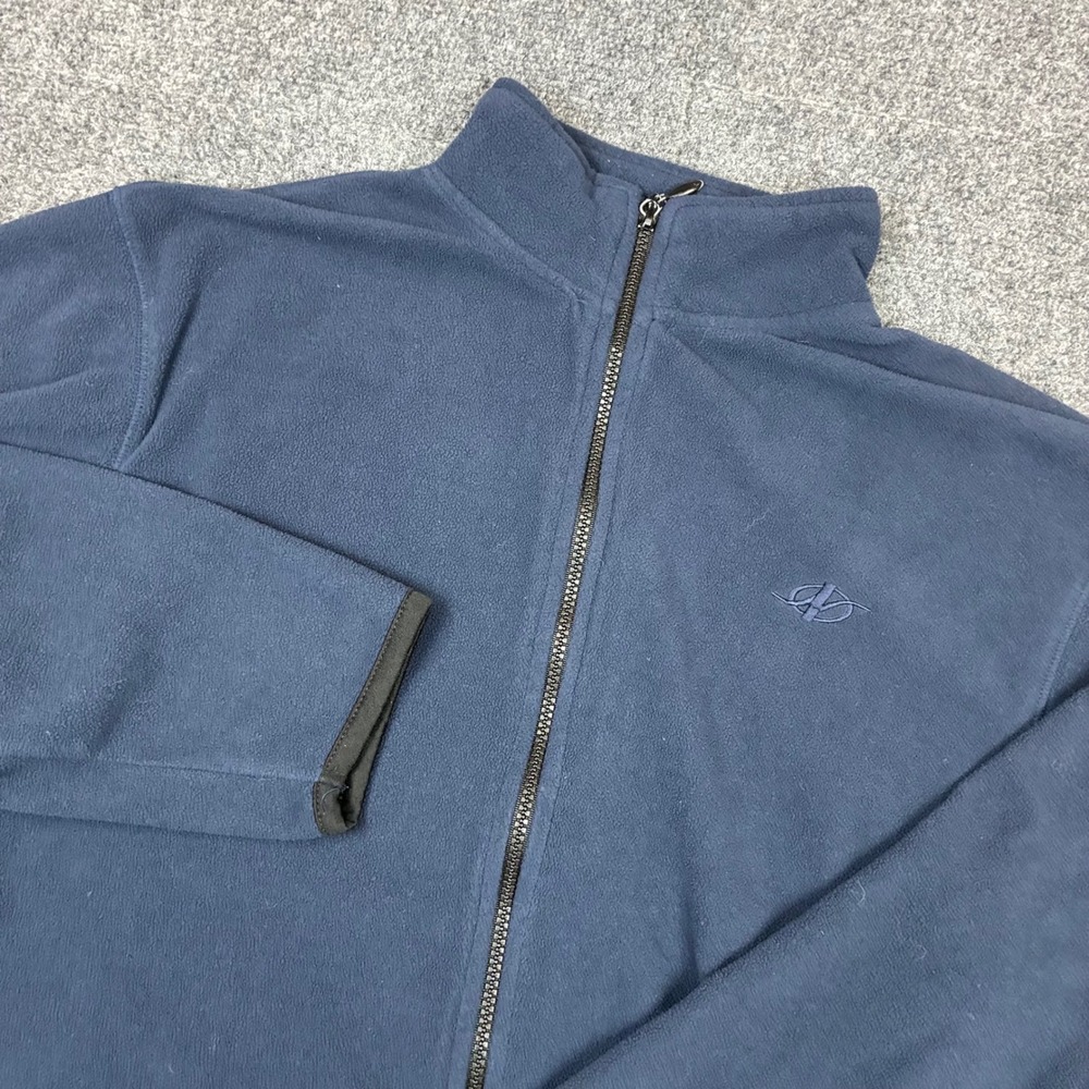 NordicTrack Mens Navy Blue Full Zip Fleece Jacket Mock Neck Size Small Vintage